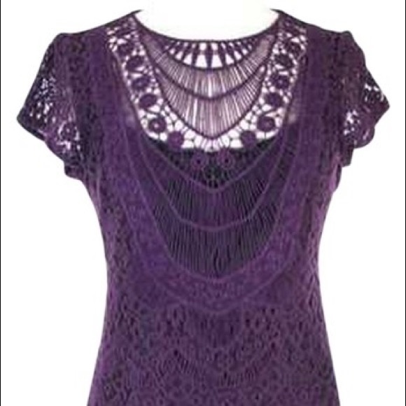 NWT Nanette Lepore Crochet Cocktail Dress in gorgeous shade of Plum - Picture 7 of 8